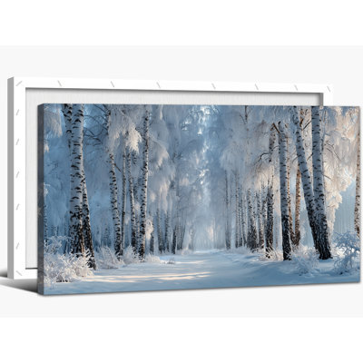 Winter Wall Wall Decor - Winter Scene, art mural sur toile pour le salon, photos d'arbres d'hiver pour la maison, peinture d'art de Noël, impressions sur toiles tendues