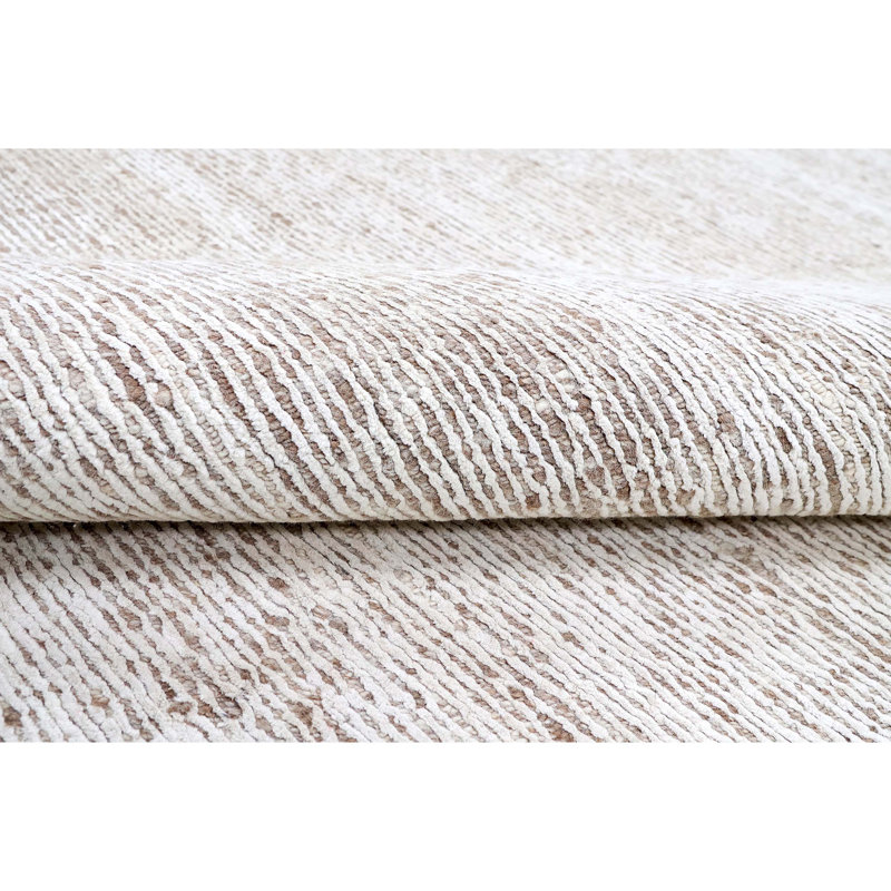 Hand Knotted Area Rug in Sand And Camel, Rectangle 10' x 14'