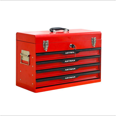 Boîte à outils portative en acier de 20 pouces avec tiroirs - Organisateur de boîte de rangement pour outils avec dispositif de fermeture à verrou en métal - Armoire de rangement pour outils thermolaquée