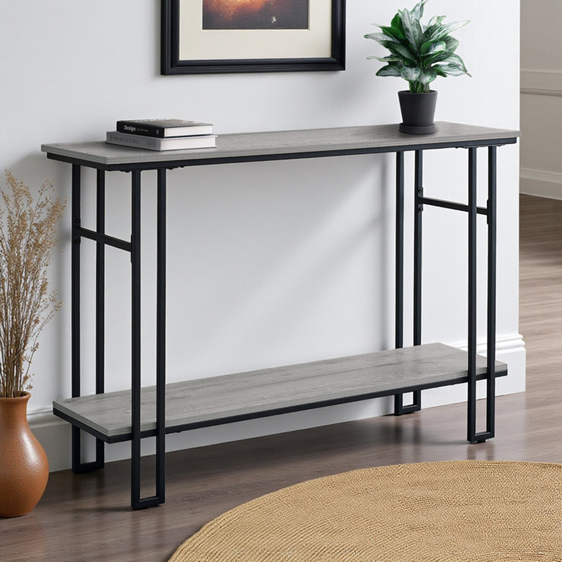 Table d'appoint à 2 niveaux avec finition en bois gris Adler