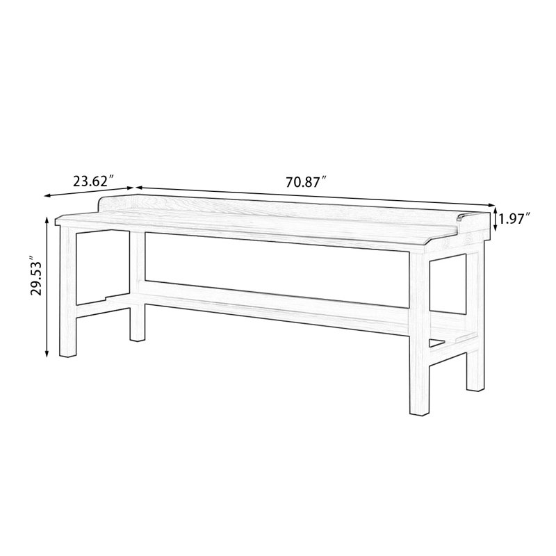 Bureau rectangulaire en bois massif brun noisette, H 31,5 po x l 70,87 po x P 23,62 po
