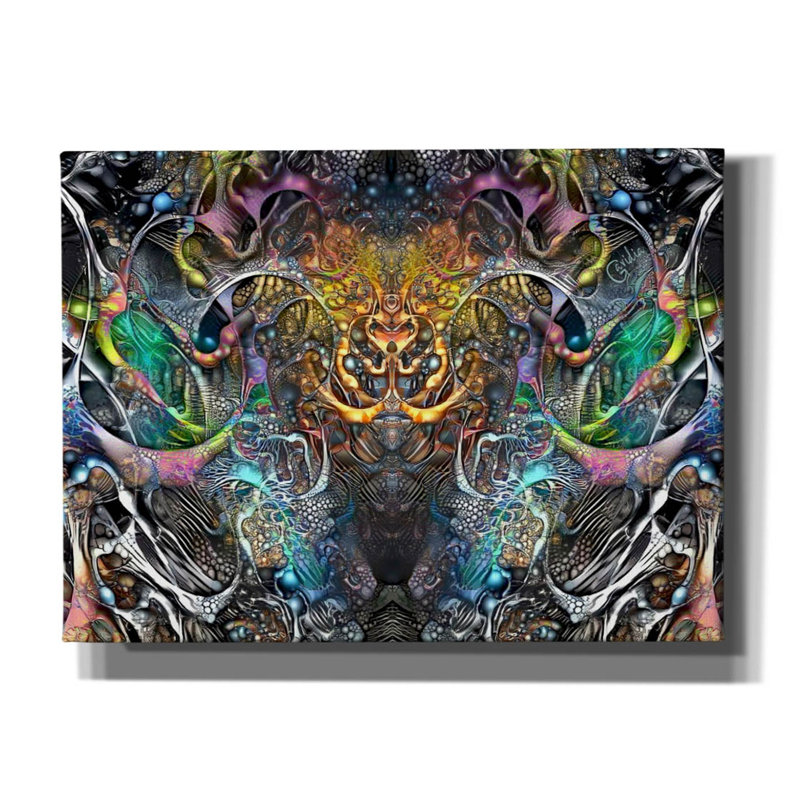 «Cernunos sur toile» par Pedro Gavidia, reproduction, H 40 po x l 54 po x P 1,5 po