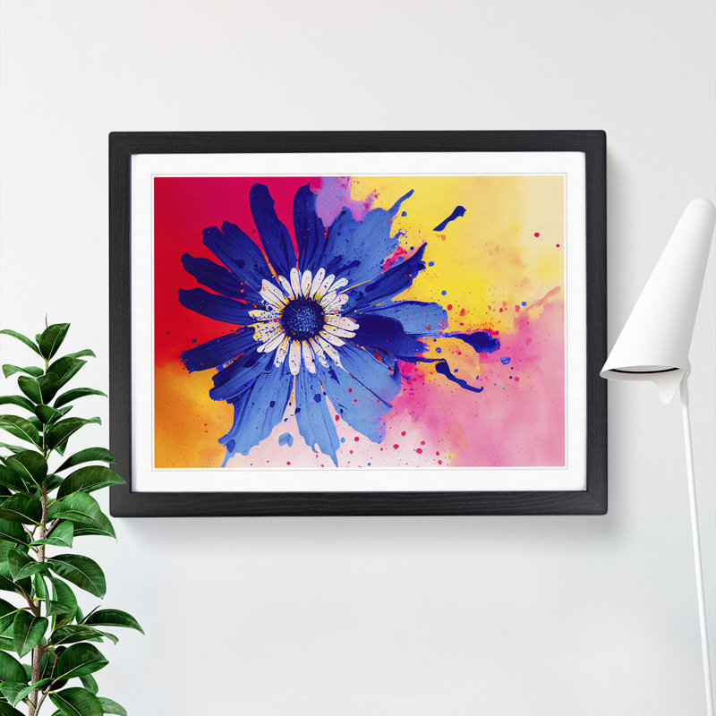 Daisy Flower Splash Vol.2 Abstract - Framed Print, 25cm H x 34cm W x 2cm D, Black
