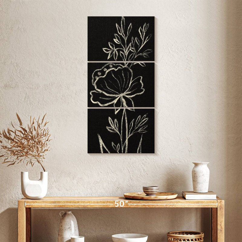 Black Floral, 38" H x 18" W