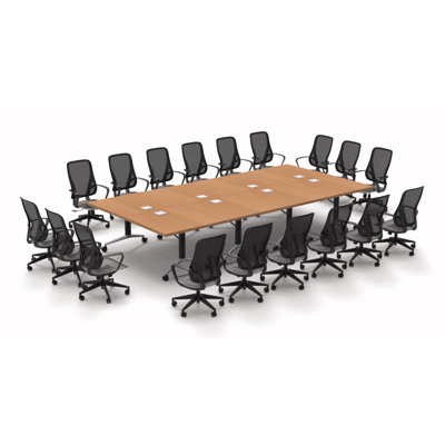 Albin 18 Person Conference Meeting Tables with 18 Chairs Complete Set