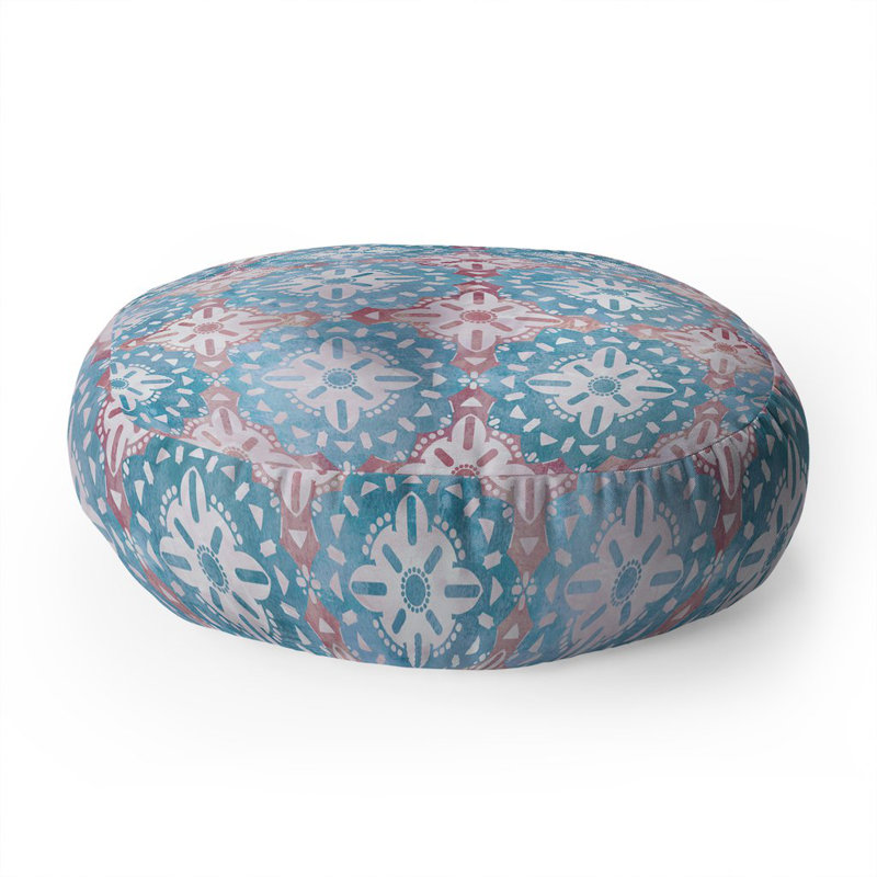Housse de coussin ronde en médaillon boho schatzi, Bleu