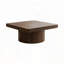 Table basse carrée avec plateau en placage de bois et base cylindrique - noyer, 34,6 po