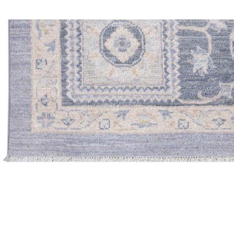 Tapis gris et gris foncé de haute qualité noué à la main
