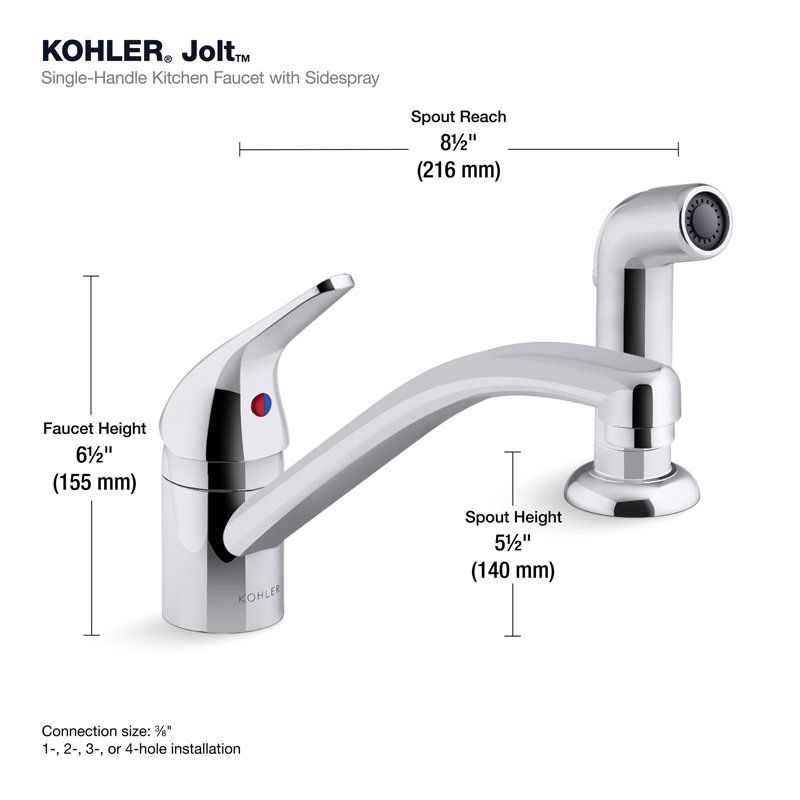 Single Handle Kitchen Faucet with Side Spray, Vibrant Stainless