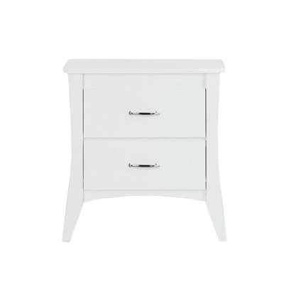 Table de chevet en bois aggloméré avec 2 tiroirs au fini blanc