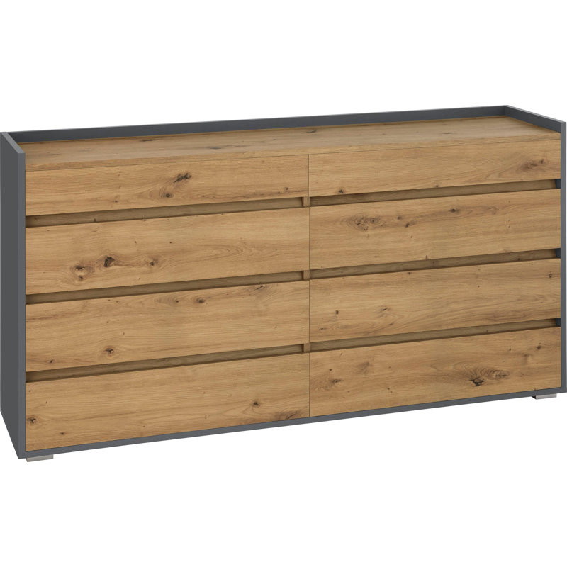 Danan 142cm W 8 - Drawer Chest of Drawers, Oak/Anthracite