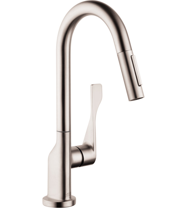 Citterio Pull Down Prep Single Handle Kitchen Faucet, Steel Optik