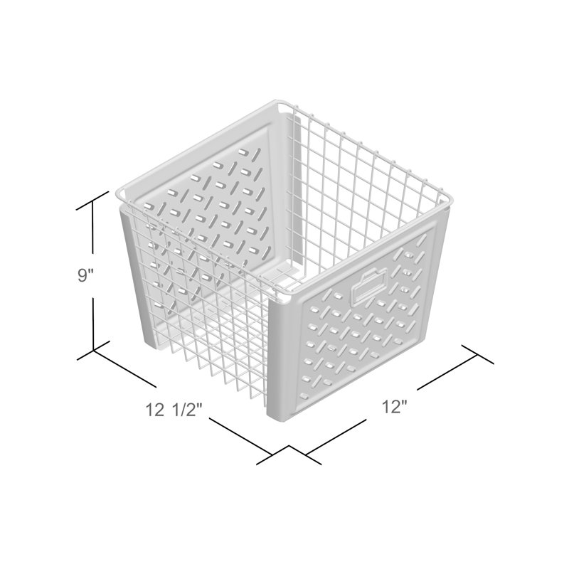 Panier en métal / fil métallique rétro, blanc