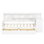 Lit de jour simple en forme de L avec de nombreux espaces de rangement, bureau d'étude en bois blanc et bibliothèque, rangement intégré-1134578848-1134578849