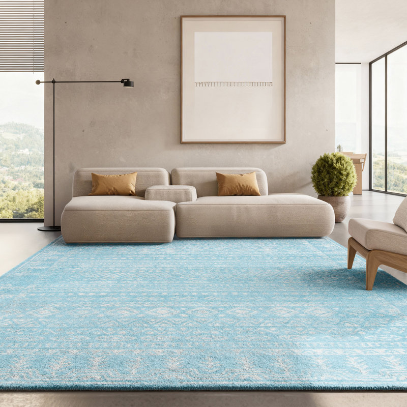 Aqua sud-ouest/Tapis décoratif Ivoire, Rectangle 8 pi x 10 pi