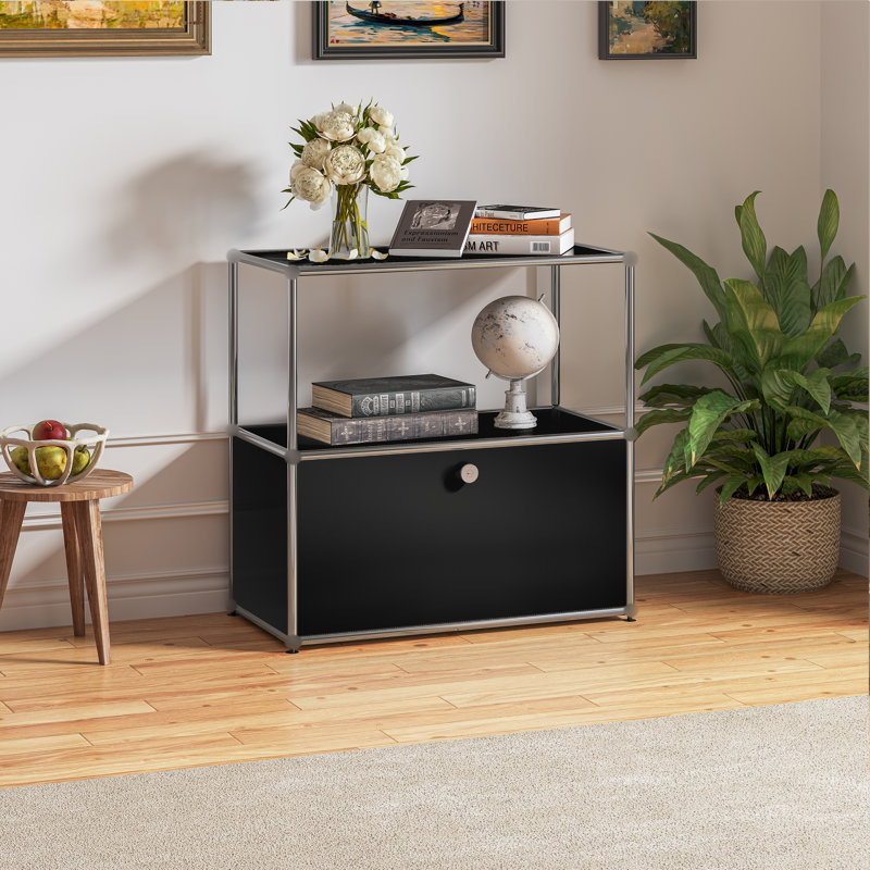 Rangement avec table de chevet et classeur, Noir