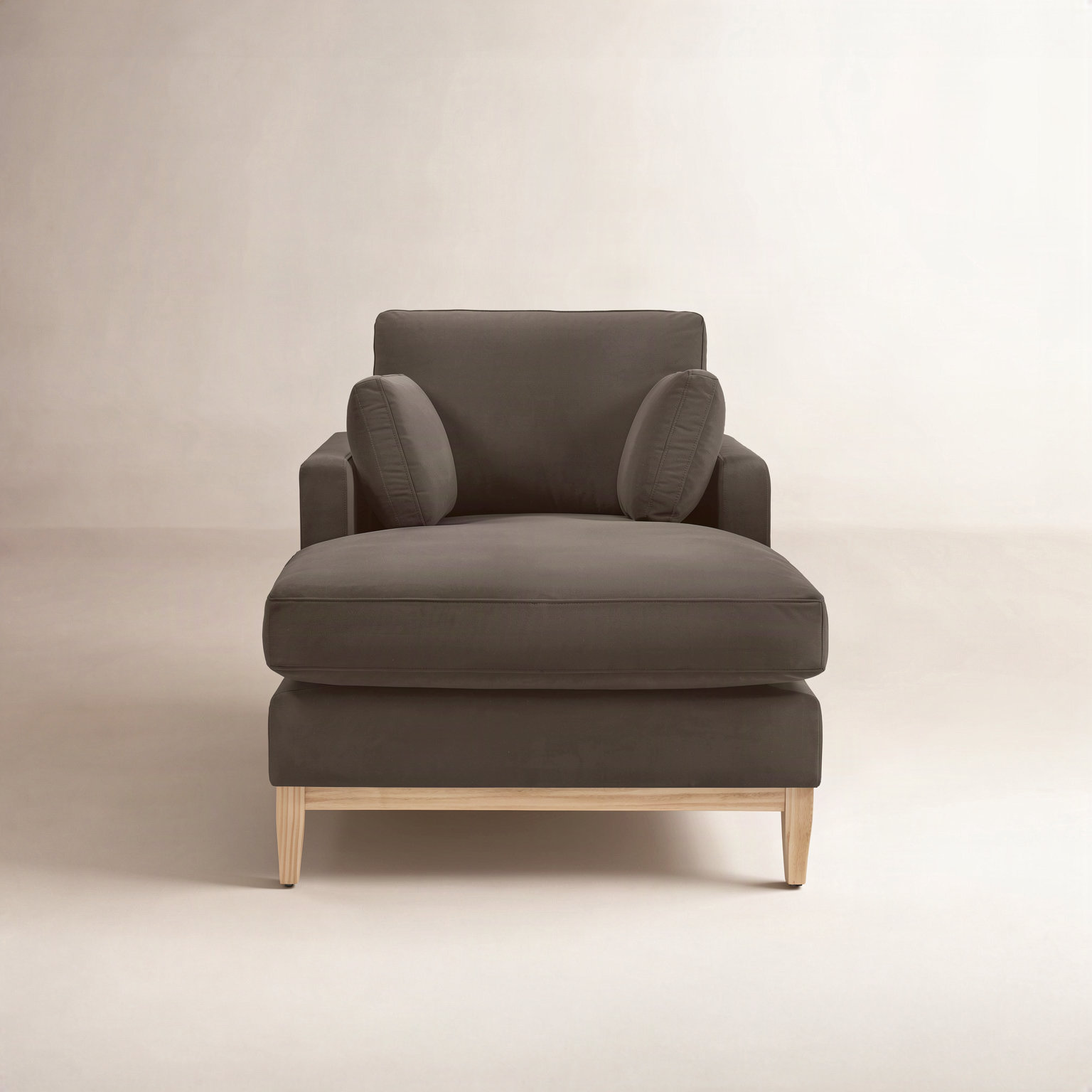 Velvet Upholstered Chaise Lounge, Espresso