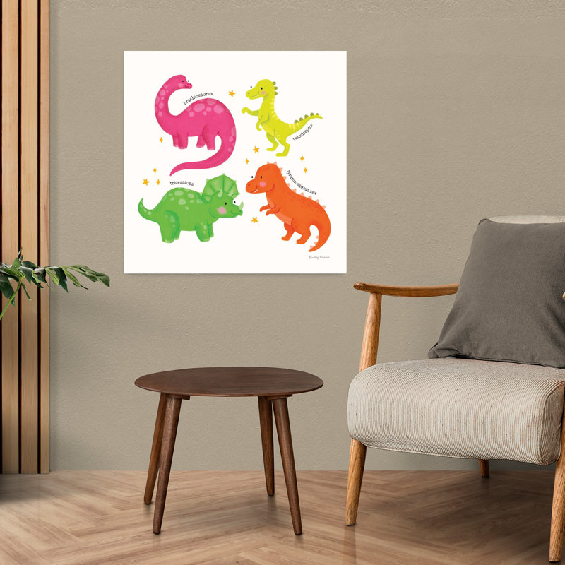 Dino contemporain avec animaux, art lumineux, H 24 po x l 24 po