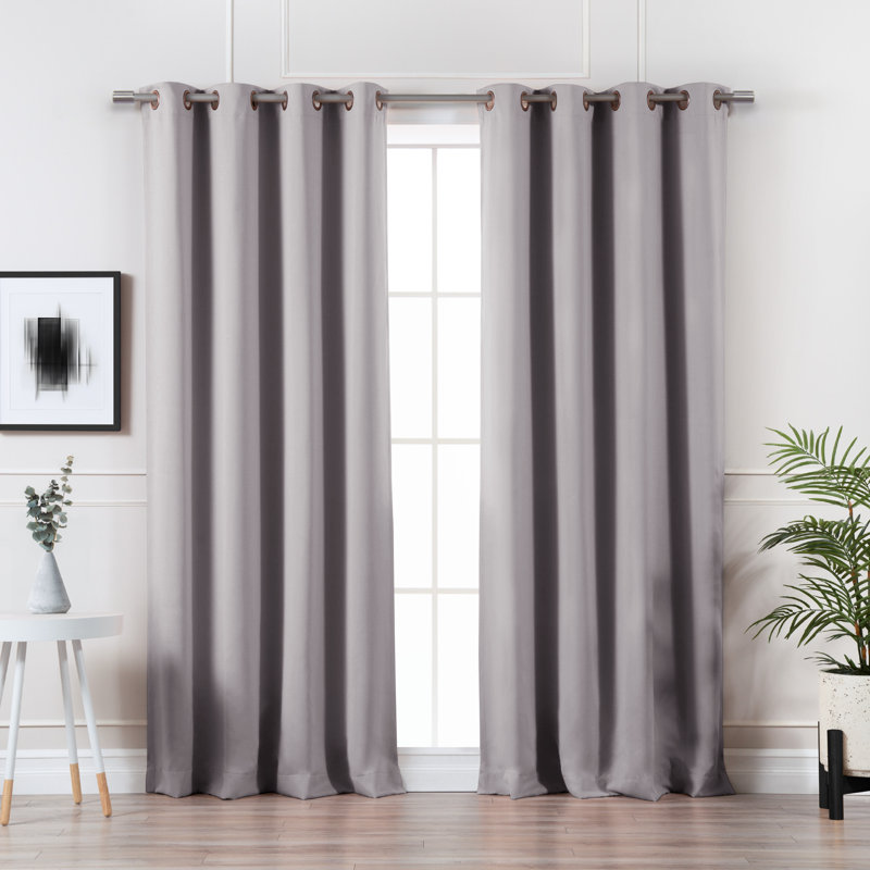 Adina Sevan Solid Thermal Grommet Curtain Panels, 52"W x 84"L, Light Grey