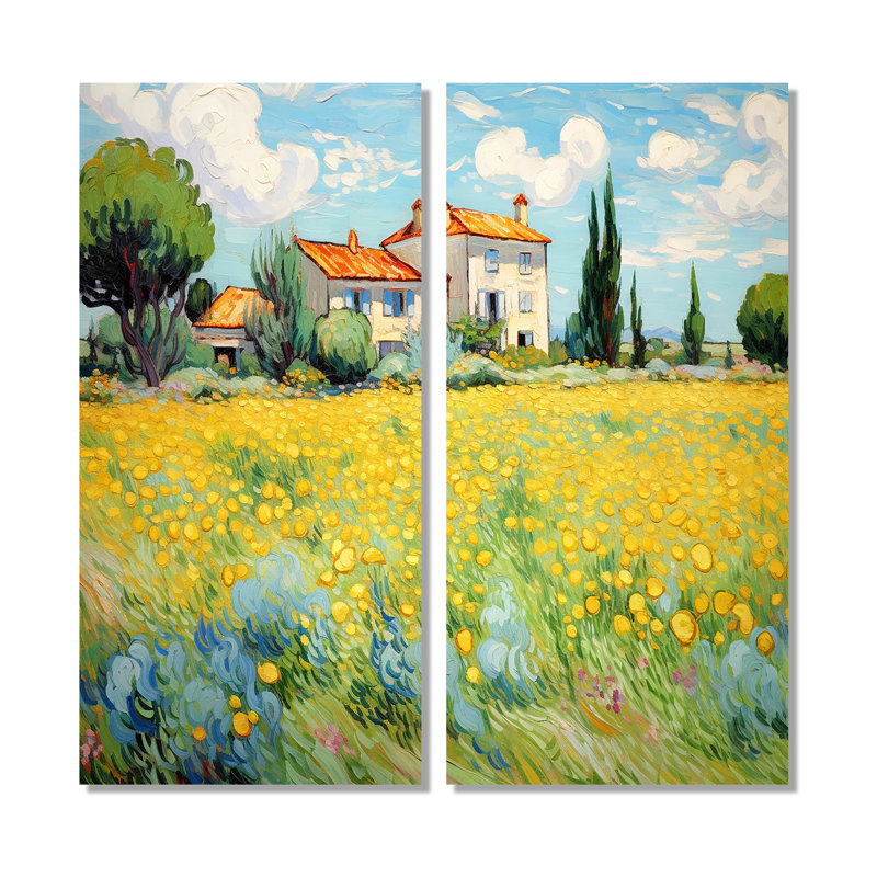 Vangogh, la maison jaune à Arles I - Art mural traditionnel 2 panneaux, 32" H x 32" W, Wrapped Canvas, Does Not Apply