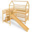 Lit superposé simple en forme de maison avec glissade, caractéristiques de conception multifonctionnelles, escalier de rangement et quincaillerie silencieuse pour l'espace, chambre à coucher à structure stable
