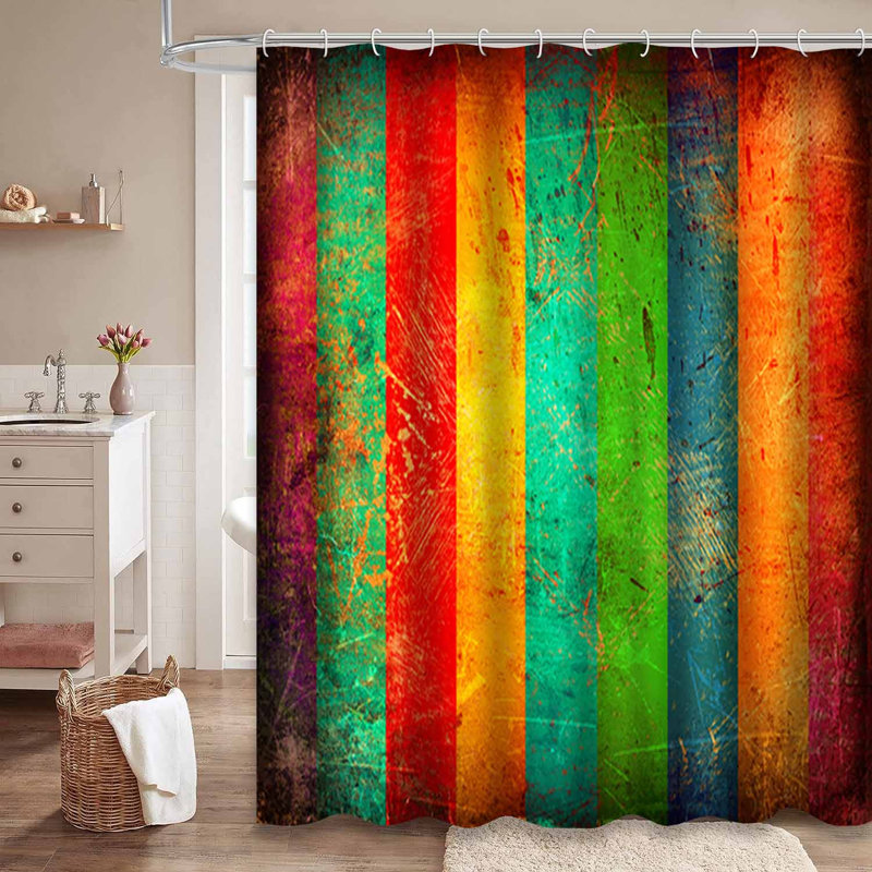 Rideau de douche Grunge Bright Stripes, L 72 po x l 72 po