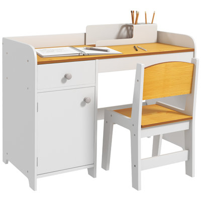 Kids Desk And Chair Set With Storage Drawer, Study Desk With Chair For Children For Arts & Crafts, Snack Time, Homeschooling, Homework by Ebern Designs