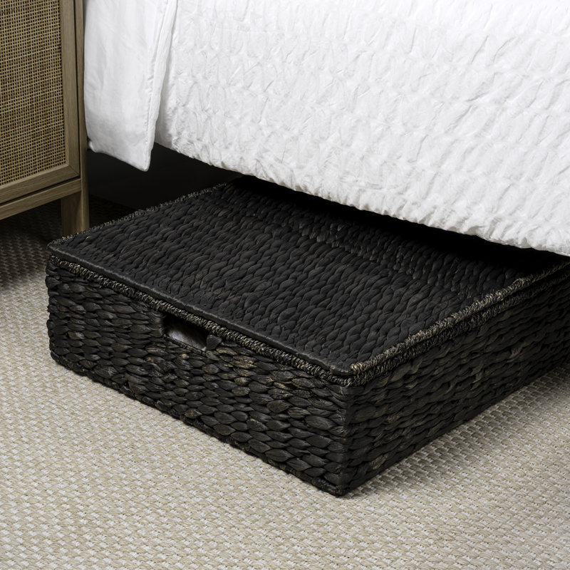Panier de rangement en osier jacinthe tissé à la main avec couvercle 30 po Holden Classic, Noir