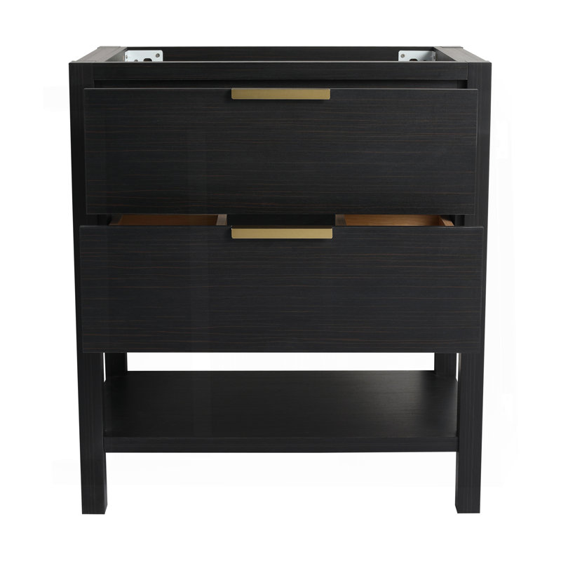 Contreplaqué de meuble-lavabo 30 po avec 2 tiroirs (meuble-lavabo seulement, sans lavabo), Noir châtaignier