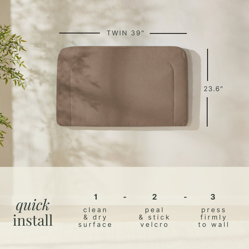 Chastelyne Upholstered Easy Assemble Wall Mounted Headboard, Mocha, Twin