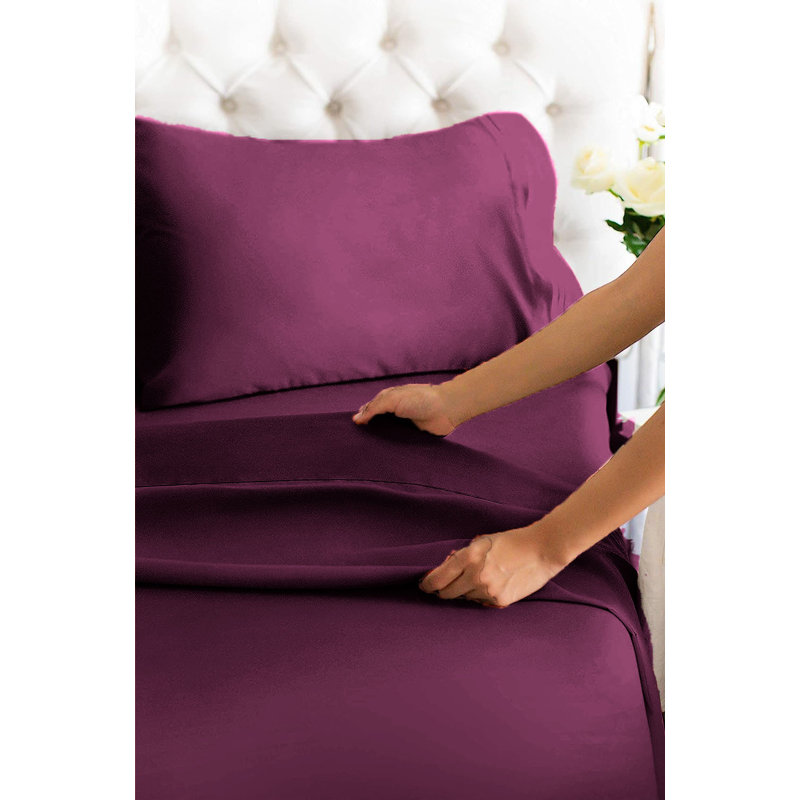  Ensemble de draps en rayonne de bambou 4 pièces Premium Luxury, Ensemble de draps pour lit simple avec deux taies 