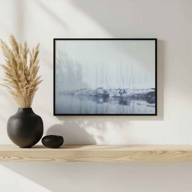 «Misty Marina» par Lori Deiter, reproduction d'art, 32 W x 24 H, White, Framed Print
