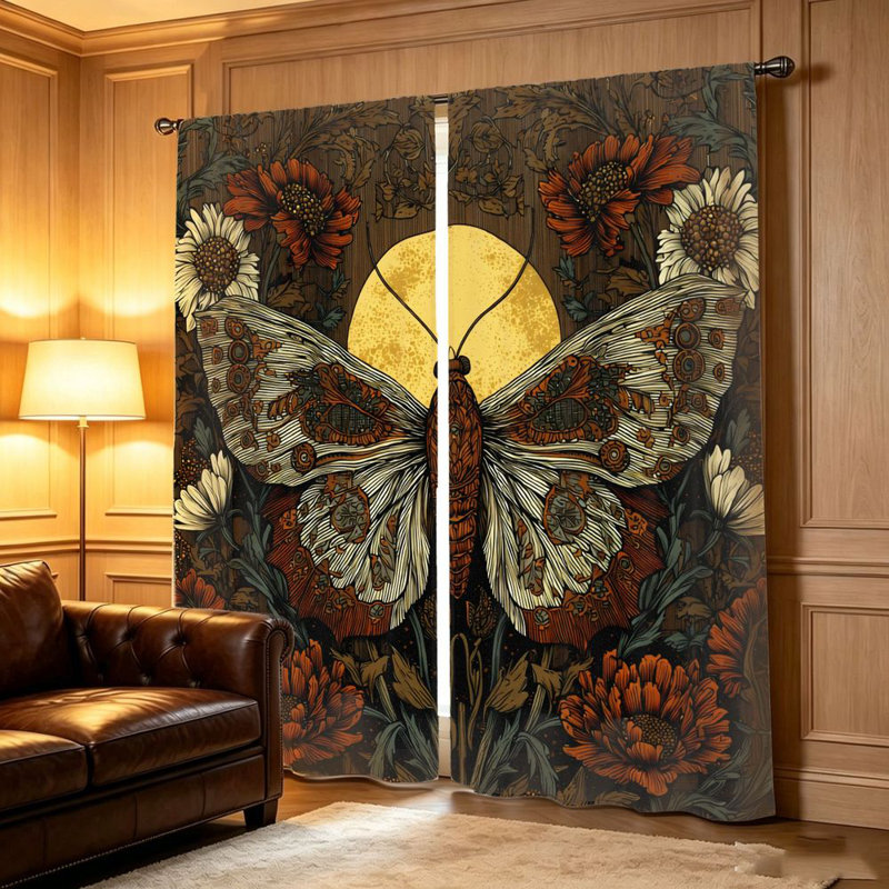 2Pcs Mystical Moth and Floral, W52*H84in*2pcs