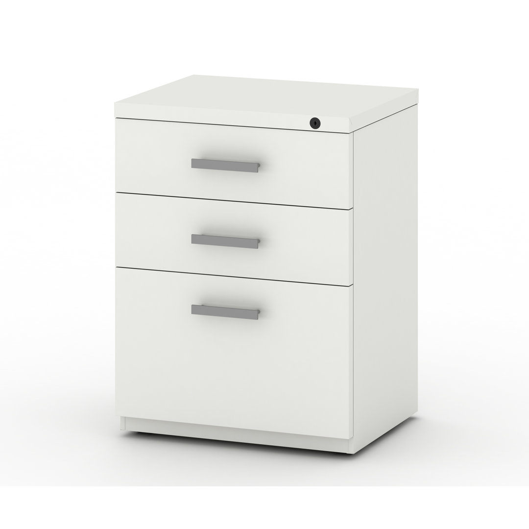 My-Hite Metal Vertical Filing Cabinet with 3 Drawers, 4 Hiden Casters, Glide Suspension Friant 