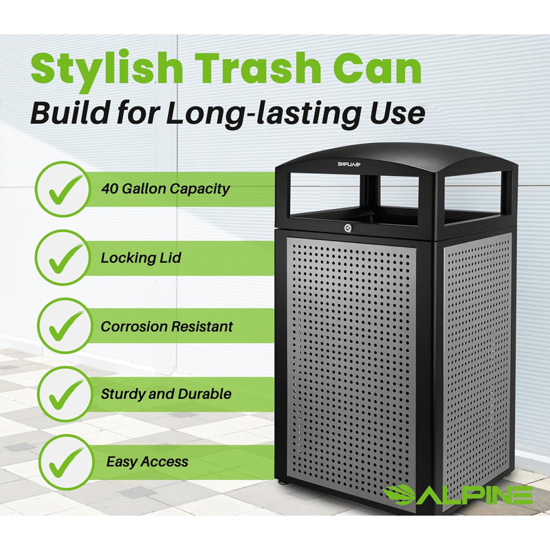 471-2 Series Steel Open Outdoor Trash/Recycling Bins - 40 Gallons