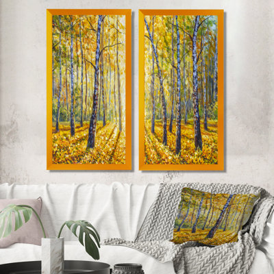 «Path to the Birch Forest», ensemble de 2 peintures sur toiles