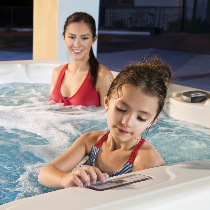 Lifesmart 7-Person Square Spa with Waterfall and LED Lights