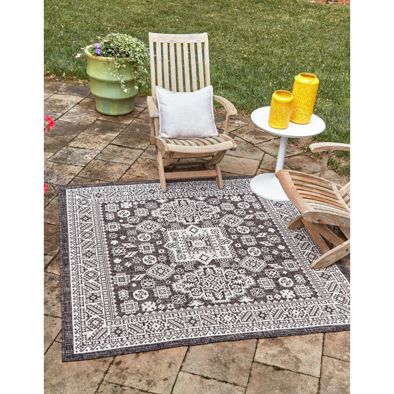 Indoor/Outdoor Chand Area Rug Stone Color, Rectangle 5'3" x 8'