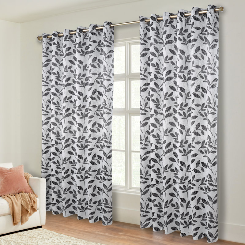 Finklea 100% Polyester Floral Room Darkening Grommet Curtain Panels, 70" W x 84" L, Blush