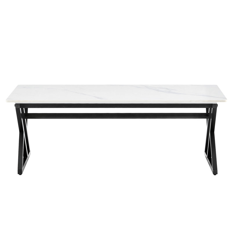 Coffee Table,Cocktail table,Living room table with metal legs, Black, White