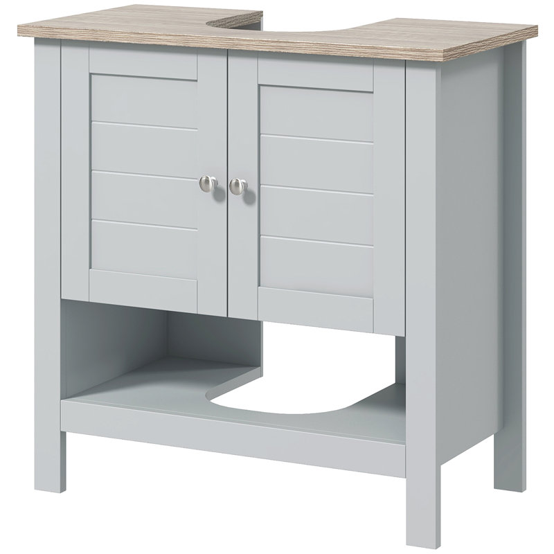 Bathroom Vanity Cabinet, Under Sink Storage, Adjustable Shelf, Gray Color Chest, Cabinet With Shelf