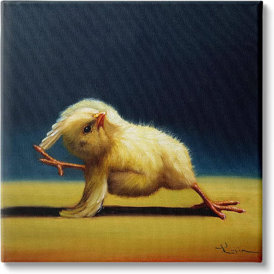 Yoga Chicks Side Angle Pose Funny Animal Painting, Picture Frame Print on Canvas