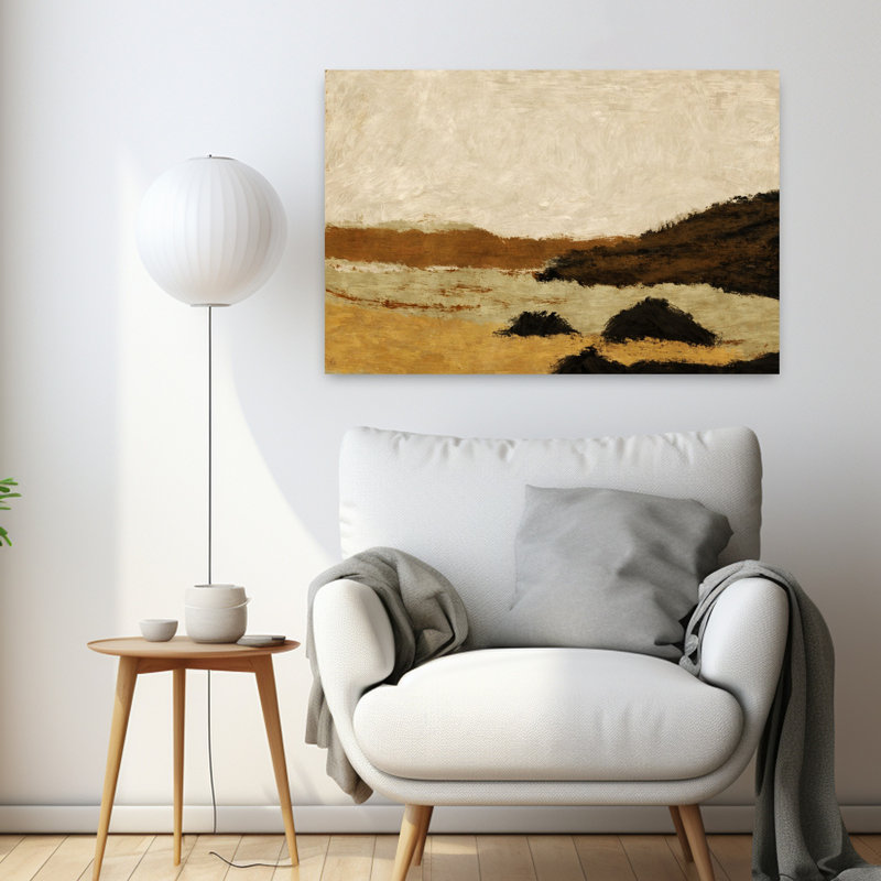 «Earthy Abstract Landscape», art moderne minimaliste, paysage naturel, 24" H x 36" W