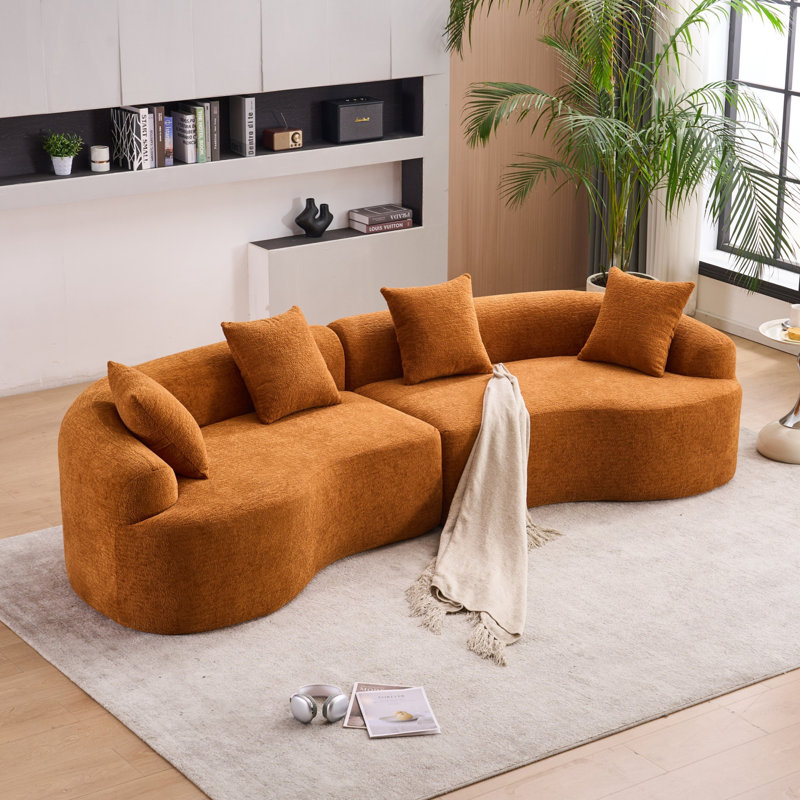 Canapé courbé sans os, canapé modulaire à compression, canapé-lit pour salon, 4, Orange