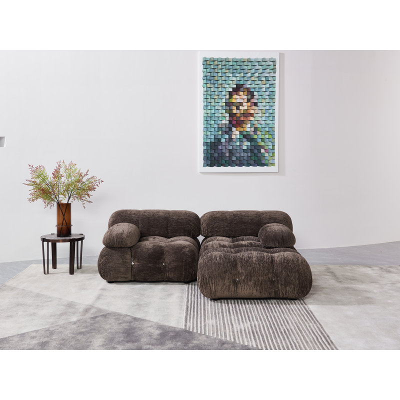 Upholstered L-Shaped Sectional Reversible, Brown Chenille