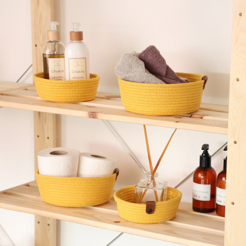 Ebern Designs Cotton Decorative Basket, Yellow