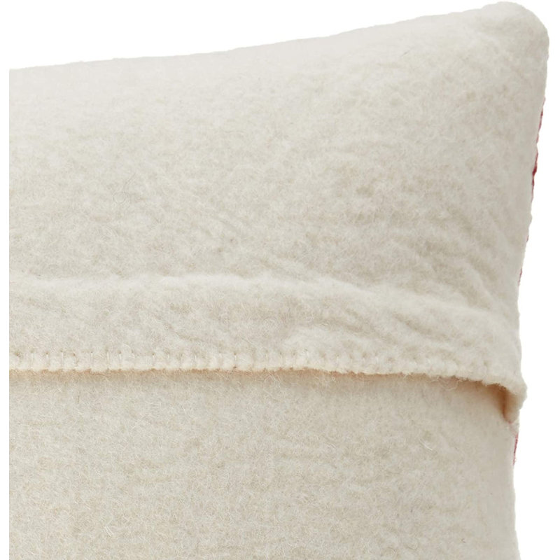 Christmas Pillow Cover in Hand Felted Wool - 20", Cream/Red bow, Pillow (includes insert), 14" x 14"