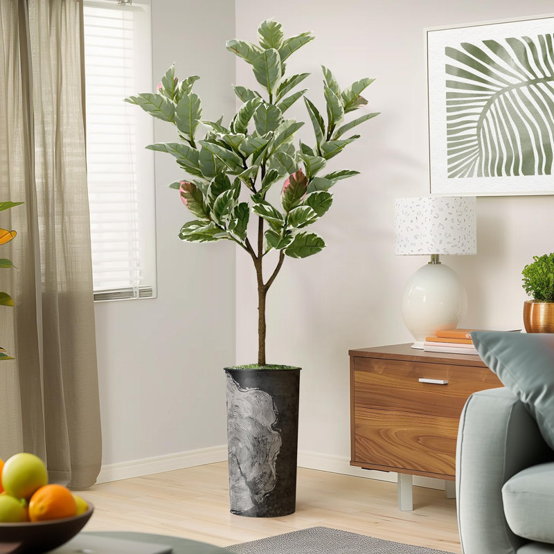 Arbre artificiel en fleur noire et blanche, Tree Ring Dark Grey