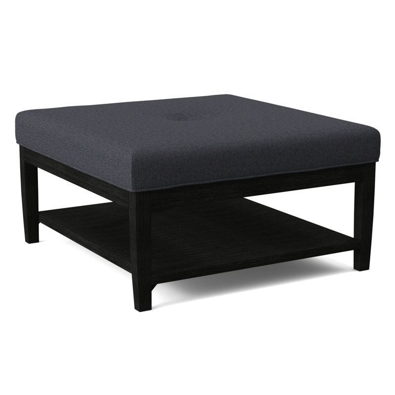Hammond Square Ottoman, Antique Black Finish, Stone Crypton Performance; 0884-83