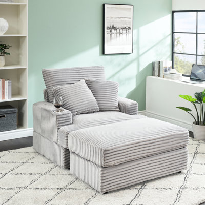39-Inch Armchair And In Corduroy - Cup Holder For Easy Access With Water Bracket High Back Offer Maximum Comfort